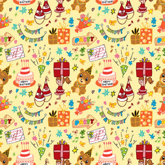 Poster - cute birthday seamless pattern