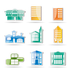 different kind of houses and buildings - Vector Illustration 2