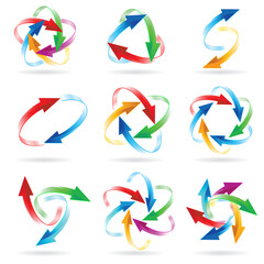 Wall Mural - Set of different colored arrow circles isolated on the white