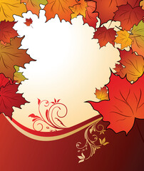 Canvas Print - Illustration of autumn floral background. Vector