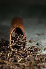 Wall Mural - tea utensils and dried leaf tea	