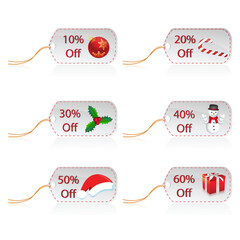 Poster - illustration of set of christmas sale tags on an isolated background