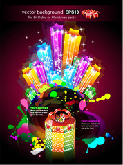 Poster - Birthday or Christmas Gift Card with an Explosion of Stars