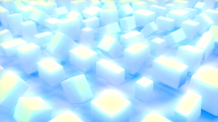 Wall Mural - beautiful soft lighting graphic blue blocks - abstract 3d illustration