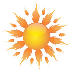 Poster - illustration of burning sun on isolated background