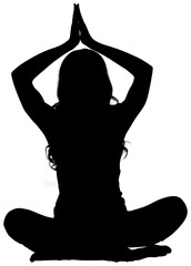 Poster - Digital png silhouette image of woman doing yoga and meditating on transparent background