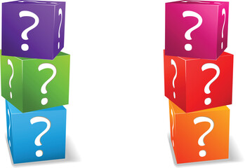 Poster - icon set cubes with question mark isolated on white background