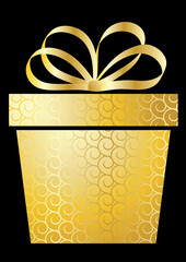 Sticker - Christmas illustration with gift box on gold