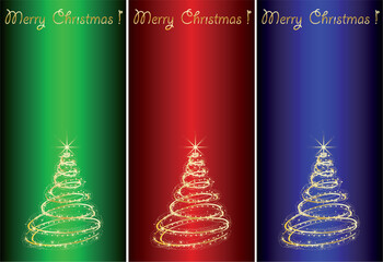 Wall Mural - Abstract golden christmas tree on color  background.