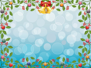 Wall Mural - Christmas frame with a holly. Vector illustration.