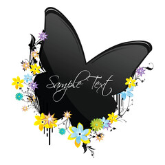 Sticker - illustration of butterfly on flowers