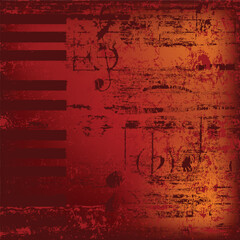 Wall Mural - abstract jazz background piano keys on red