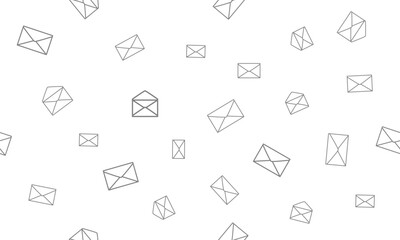 Wall Mural - grey letter envelops seamless pattern. vector repeating background.