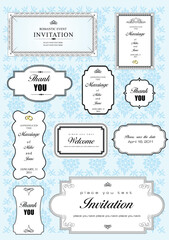 Wall Mural - Set of ornate vector frames and ornaments with sample text. Perfect as invitation or announcement. All pieces are separate. Easy to change colors and edit.