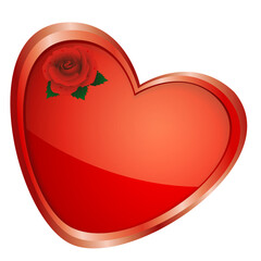 Sticker - Heart with a rose on a pure background