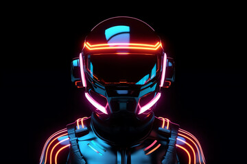 luminous helmet on black background, AI generated