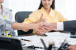 © ND STOCK - Businessmen making handshake with partner, greeting, dealing, merger and acquisition, business cooperation concept, for business, finance and investment background, teamwork and successful