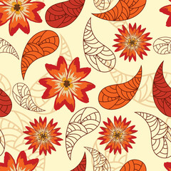 Sticker - vector seamless background with red poppies. clipping mask