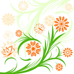 Sticker - vector illustration of a floral ornament on white background