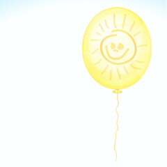 Sticker - Yellow balloon with smile - Illustration for your design.