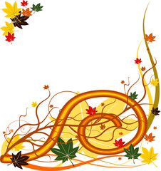 Wall Mural - Autumn vector floral background