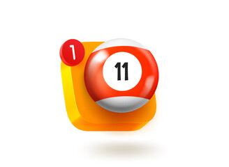 Fototapete - Billiards app button. 3d vector mobile application icon
