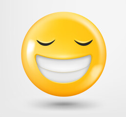 Poster - Smiling emoticon 3d vector. Emoji isolated on white background 