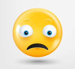 Poster - Sad emoticon 3d vector. Emoji isolated on white background 