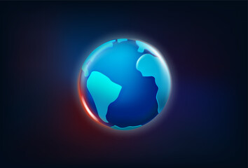 Poster - Shining futuristic Earth in space. 3d vector illustration