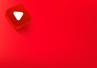 Fototapete - Vector wallpaper with media application icon. 3d vector background with copy space
