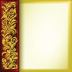 Canvas Print - abstract background with golden floral ornament