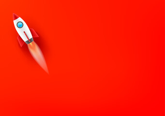 Aufkleber - Vector wallpaper with rocket icon. 3d vector background with copy space
