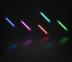 Poster - Abstract studio with glowing vibrant neon lights. 3d vector illustration