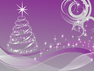 Canvas Print - vector eps 10 illustration of silver christmas elements on a purple background