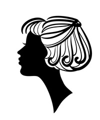 Wall Mural - Beautiful woman silhouette with stylish hairstyle vector icon