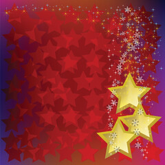 Sticker - abstract christmas background with gold stars on red