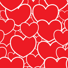 Wall Mural - Valentine's day abstract red background with hearts. Seamless pattern. Vector illustration.