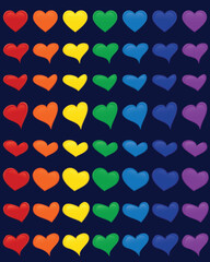 Sticker - A beautiful set of hearts, which can be used both for web and print. Great for St. Valentineâ??s Day prints! There are 8 different heart shapes in 7 different colors of rainbow (red, orange, yellow, g