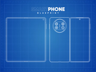 Wall Mural - SmartPhone BluePrint huawei mate x3 Blue ilustration