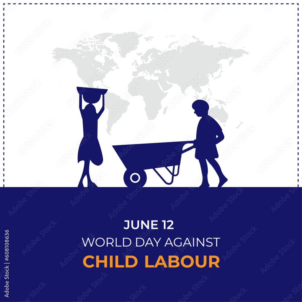World day against child Labour. 12 June. stop child labor. banner ...