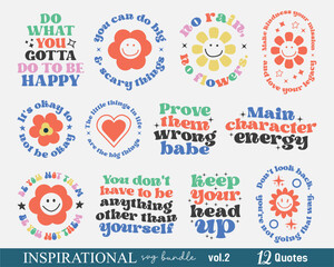 inspirational positive quotes collection set of retro typographic art bundle on white background