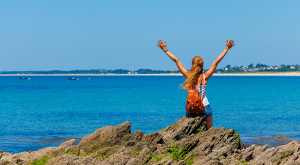 Wall Mural - Woman tourist in Brittany- France