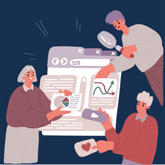 Wall Mural - cartoon vector illustration of website construction process. people create their page on the interne