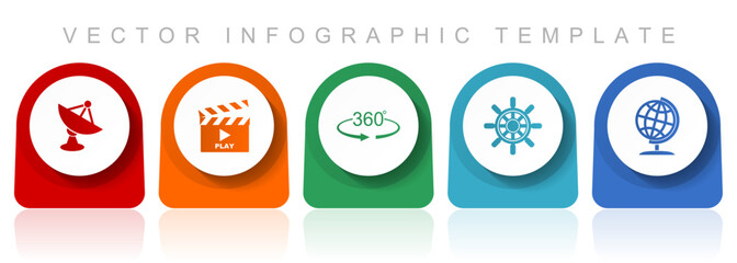Aufkleber - Communication icon set, flat design miscellaneous colorful icons such as satellite antenna, cinema, 360 degree, ship wheel and globe for webdesign and mobile applications, infographic vector template