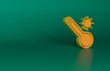 © Kostiantyn - Orange Meteorology thermometer measuring heat and cold icon isolated on green background. Thermometer equipment showing hot or cold weather. Minimalism concept. 3D render illustration