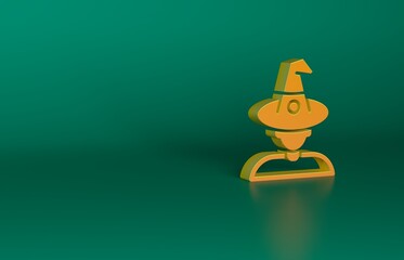 Poster - Orange Witch icon isolated on green background. Happy Halloween party. Minimalism concept. 3D render illustration