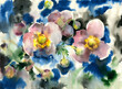 Watercolor beautiful floral painting illustration with paint smudges for posters, cards, backgrounds.