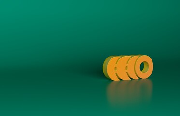 Poster - Orange Blanket roll icon isolated on green background. Camping roll mat. Minimalism concept. 3D render illustration