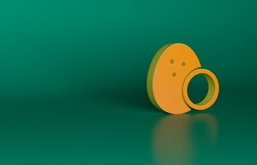 Sticker - Orange Coconut icon isolated on green background. Minimalism concept. 3D render illustration