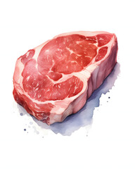 Watercolor meat steak isolated